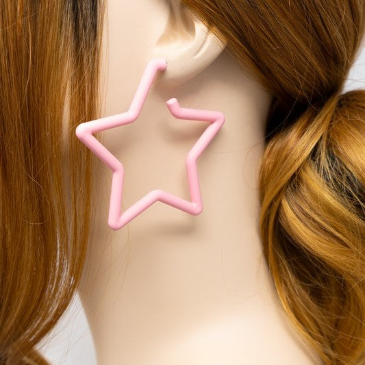 star hoop earrings in tan