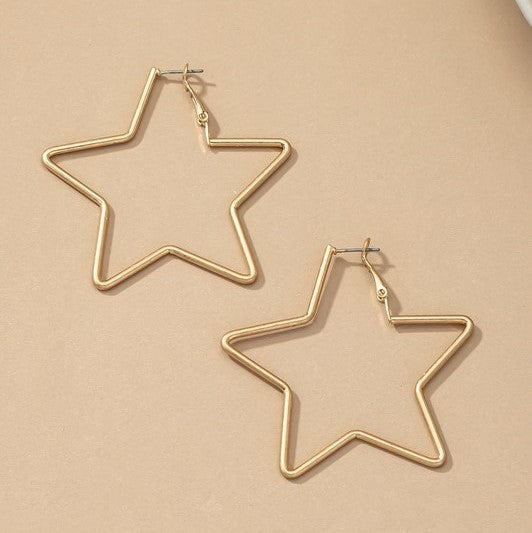LARGE 3" star hoop earrings in gold
