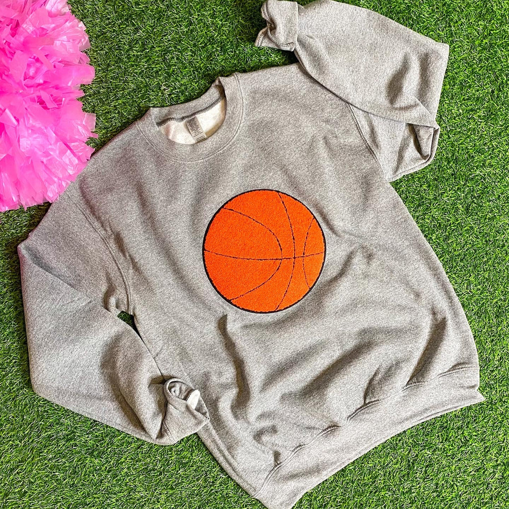 chenille basketball sweatshirt in heather grey