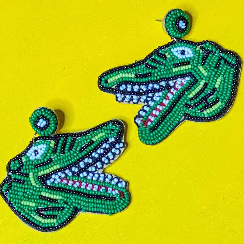 beaded gator earrings