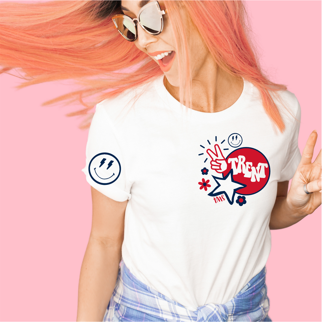 TRENT peace love tee in white or heather grey