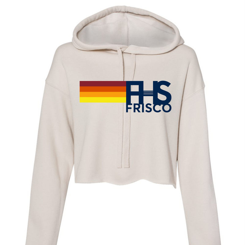 FRISCO retro stripe crop hoodie in heather dust