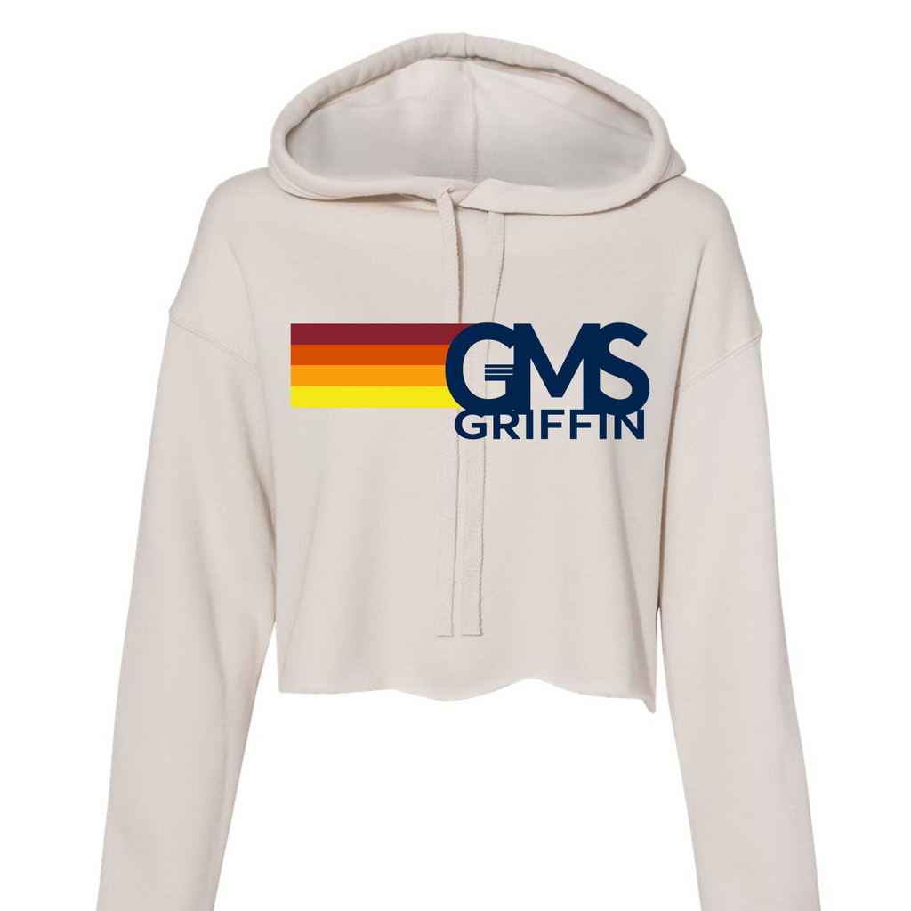 GRIFFIN retro stripe crop hoodie in heather dust