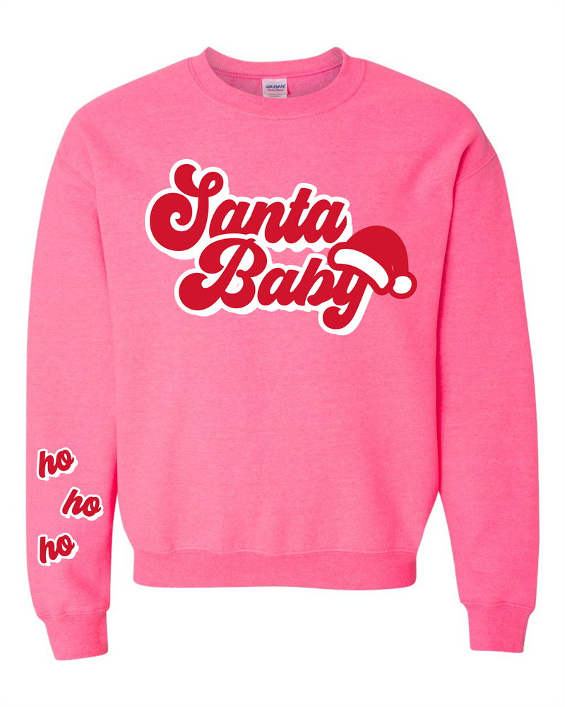 santa baby sweatshirt in neon pink