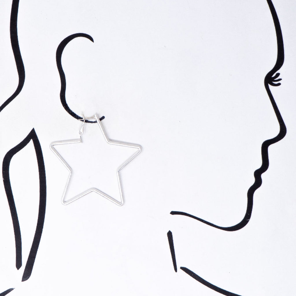 MEDIUM 2.5" star hoop earrings in silver