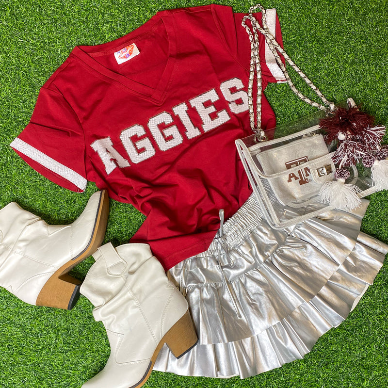 sequin "AGGIES" tee by sparkle city