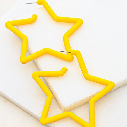 star hoop earrings in yellow